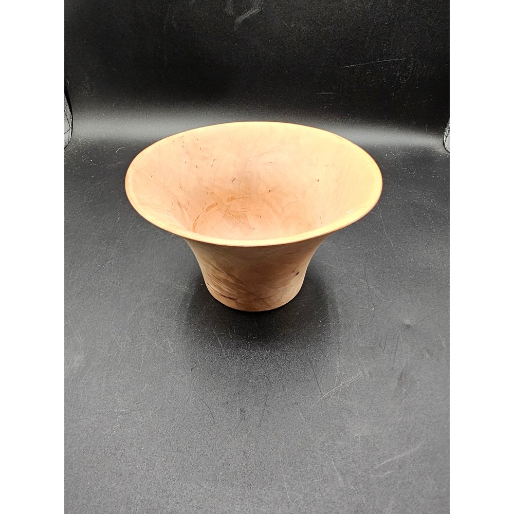 Don T Signed Studio Art Wood Bowl Hand Turned Flared Trumpet 2008 Natural Grain